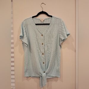 Weatherproof Vintage Braided Knit Front Tie Top (L)